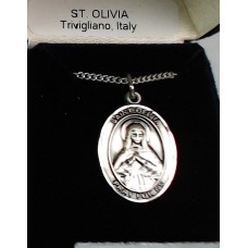 St Olivia Sterling Silver Medal with chain